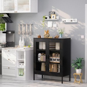ORRD 3-Tier Metal Storage Cabinet with Mesh Doors, Multipurpose for Home Office/Living Room/Kitchen, Black-mesh, 40''H - 1 of 4