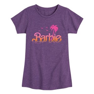 Girls' - Barbie - Sunset and Palm Trees Fitted Short Sleeve Graphic T-Shirt - 1 of 4