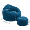 Angel Sar Armrest Blue Bean Bag Chairs for Adults with Ottoman, Memory Foam Bean Bag Chairs with Super Fiber - 3 of 4