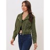 Allegra K Women's Notched Lapel Zip Up Long Sleeve Motorcycle Corduroy Jacket - 3 of 4