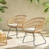 2 Piece Patio Armrests Chairs,Polyethylene Rattan Backrest  Lounge Chair,Garden Armrests Chair With Cushions And Sled Legs-Coolbibila - 2 of 4