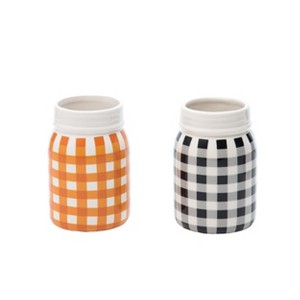 Transpac Ceramic Buffalo Check Utensil Holder Set of 2 Fall/Harvest Home Decorations - 1 of 1