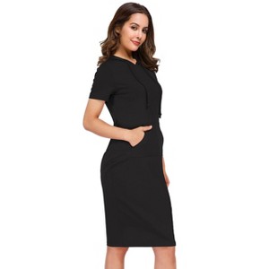 Women's Pullover Hooded Kangaroo Pocket Sweatshirt Casual Hoodie Dress - 1 of 3