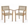 2pc Outdoor Dining Chairs, Solid Acacia Wood Frame with Wicker Backrest, Weather-Resistant Patio Seating for Garden or Deck - Coolbibila - 3 of 4