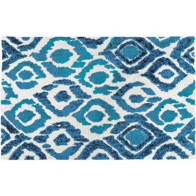 Simple Spaces Blue & Green Ikat Indoor Rug Only – Bold Boho-Inspired Pattern, Soft & Durable – Easy-Care Runner Rug for Modern Interior Spaces