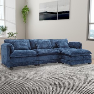 MOONMISS 112" Oversized Modern Chenille L Shaped Sectional Sofa Cloud Couch for Living Room, with Moveable Ottoman & Memory Foam - 1 of 4