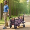 VEVOR Wagon Stroller for 2 Kids, Push Pull Quad Collapsible Stroller with Handle, Encircling Harness Canopy,4 Wheels w/ Brakes,Dark Purple&Black - 2 of 4