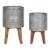Kate and Laurel Gavri Round Metal Tabletop Planter, 2 Piece, Silver - 2 of 4