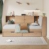 Twin/Full Size L-shaped Daybed Corner Bed with Drawers, Storage Bookcase, Upholstered Headboard, Power Outlets and USB Port-ModernLuxe - 2 of 4