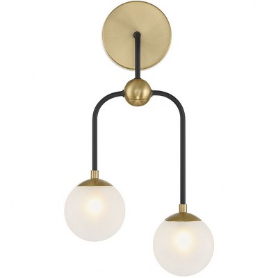 Savoy House Couplet 2 - Light Wall Light in  Matte Black/Warm Brass