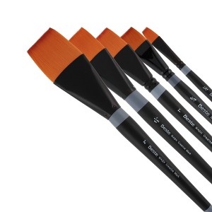 Creative Mark Beste Golden Taklon Wash Set of 5 Artist Brush, Professional Watercolor Brushes, For Acrylic Painting, Short Handle, Sharp Edges, - 1 of 4