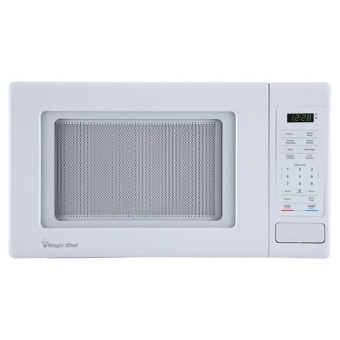 Magic Chef 0.9 Cubic Feet 900 Watt Stainless Countertop Microwave Oven for Compact Spaces with 6 Pre Programmed Cooking Modes, White - image 1 of 4