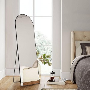 VYNXARIA 66"x22" Arched Full Length Mirrors Floor Standing Mirror, Wall Mirror with Stand Aluminum Alloy Thin Frame,Black - 1 of 4