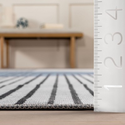 Martine Blue Abstract Washable Synthetic Area Rug