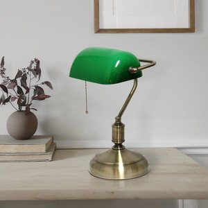 Executive Banker's Desk Lamp with Glass Shade - Simple Designs - 1 of 4