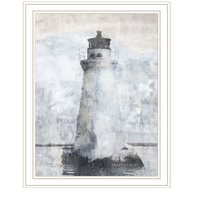 HomeRoots Lighthouse White Framed Print Wall Art - 1 of 4