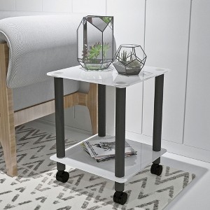 NicBex Modern Square Tempered Glass Coffee Table with Storage Shelf,Side Table with Wooden Legs,End Table for Living Room - 1 of 4