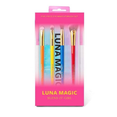LUNA MAGIC Blend It Girl Makeup Brush Set with Holographic Pouch - 5ct
