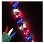 Merry and Light 9' 300 Direct Blue Red and White Chain Garland Lights - Green Wire