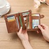 Clotth Small Wallets for Women - RFID Blocking Leather Bifold Double Zipper Wallet,Card Case Purse with 2 ID Windows - 2 of 4