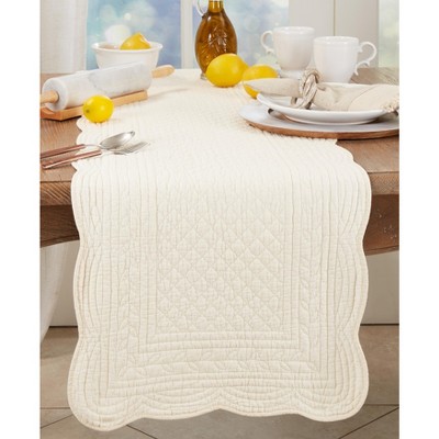Ivory Quilted Cotton Oblong Table Runner 12" x 15"