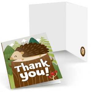 Big Dot of Happiness Forest Hedgehogs - Woodland Birthday Party or Baby Shower Thank You Cards (8 count) - 1 of 4