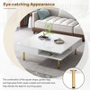 TIRAMISUBEST Exquisite High Gloss Coffee Table with 4 Golden Legs and 2 Small Drawers, 2-Tier Square Center Table for Living Room - 4 of 4