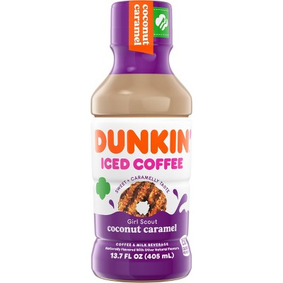 Dunkin Donuts Coconut Caramel Iced Coffee Beverage - 13.7 fl oz Bottle