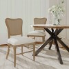 Vintage Rattan Back Dining Chair Set of 2 with Beige Upholstered Seat & Rubberwood Frame for Dining Room-Baofuwish - 2 of 4