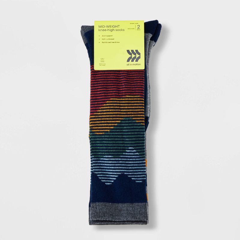 Kids' 2pk Outdoor Over The Calf Knee High Socks - All In Motion™ Navy Blue , 3 of 5