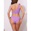 INSPIRE CHIC Women's 3D Rose Floral One Shoulder Ribbed Bikini Sets, Triangle Bottoms Swimwear Bathing Suits 1 Set - 3 of 4