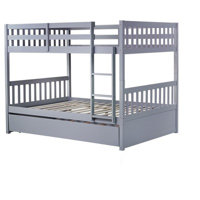NicBex Full Over Fulll Bunk Bed with Trundle and Guardrail,Twin Loft Bed with Ladder and Converts to 2 Full Size Beds,Bunk Beds for Bedroom