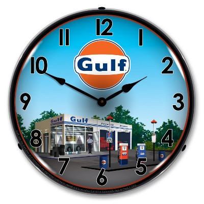 Collectable Sign & Clock | Gulf Station LED Wall Clock Retro/Vintage, Lighted