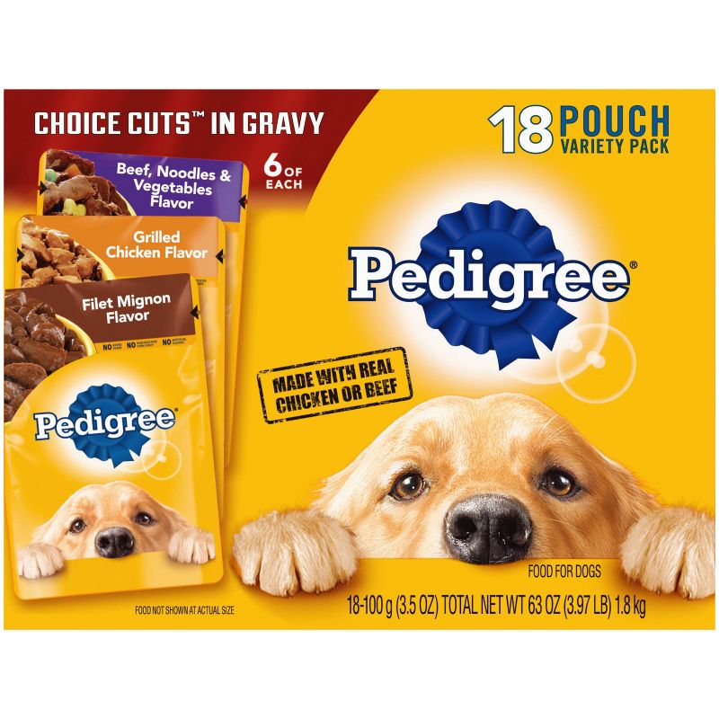 Pedigree Pouch Choice Cuts In Gravy Wet Dog Food - 3.5oz/18ct
, 1 of 8