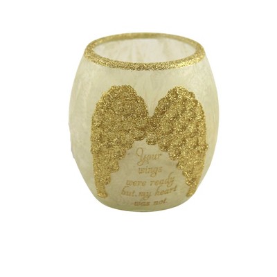 Stony Creek 3.0" Angel Wings Pre-Lit Votive Heart Bereavment Lose Gold  -  Novelty Sculpture Lights