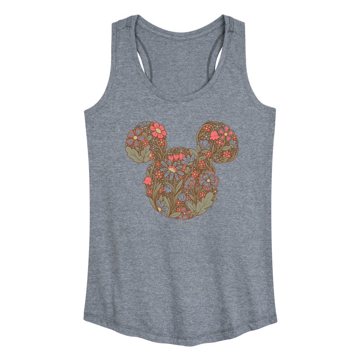 Women's - Disney - Floral Mickey Ears Graphic Racerback Tank