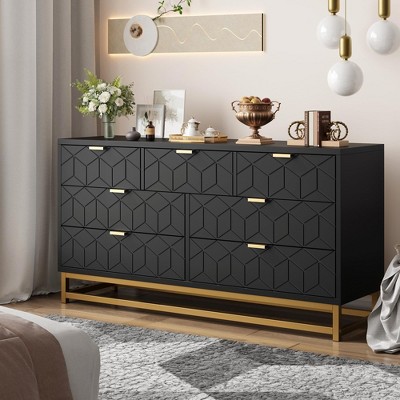 Whizmax 7 Drawer Dresser for Bedroom, Wood Chest of Drawers with Metal Legs, Modern Storage Dresser Chest Cabinet Organizer for Hallway, Entryway