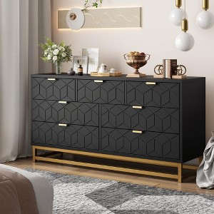 Whizmax 7 Drawer Dresser for Bedroom, Wood Chest of Drawers with Metal Legs, Modern Storage Dresser Chest Cabinet Organizer for Hallway, Entryway - 1 of 4