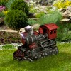 Northlight 38" Prelit LED Vintage Locomotive Train Outdoor Patio Garden Water Fountain - Red/Black - 2 of 4