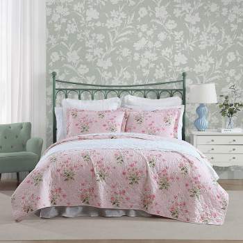 Laura Ashley Veronicas Bouquet 100% Cotton Quilt Set Pink