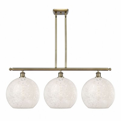 White Mouchette - 3 Light Stem Hung Island In Modern Style-14 Inches Tall and 38.5 Inches Wide