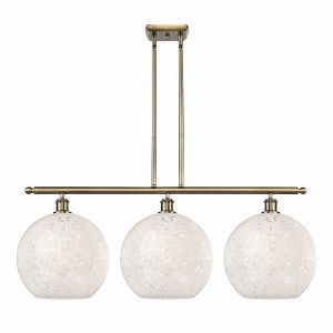 White Mouchette - 3 Light Stem Hung Island In Modern Style-14 Inches Tall and 38.5 Inches Wide - 1 of 1