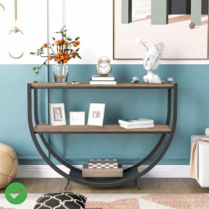 Industrial Demilune Shape Console Table 48" Industrial Style Entryway Table with 3-Tier Open Storage Shelf - 1 of 4