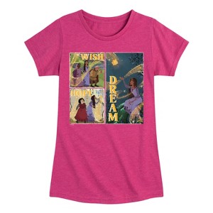 Girls' - Disney - Wish Hope Dream Grid Fitted Short Sleeve Graphic T-Shirt - 1 of 4