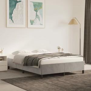 vidaXL Bed Frame Light Gray 59.8 in.x79.9 in. Queen Velvet - 1 of 4