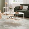 37.4" Oval 2-Tier Rattan Coffee Table with Tempered Glass Top and Metal Leg for Living Room Office Home - 2 of 4