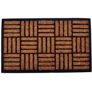 HomeRoots 18" X 30" Beige and Black Rubber and Coir Outdoor Door Mat - 1 of 4