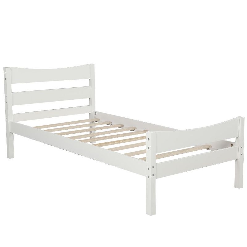 Twin Size Wood Platform Bed with Headboard and Wooden Slat Support-ModernLuxe, 3 of 6