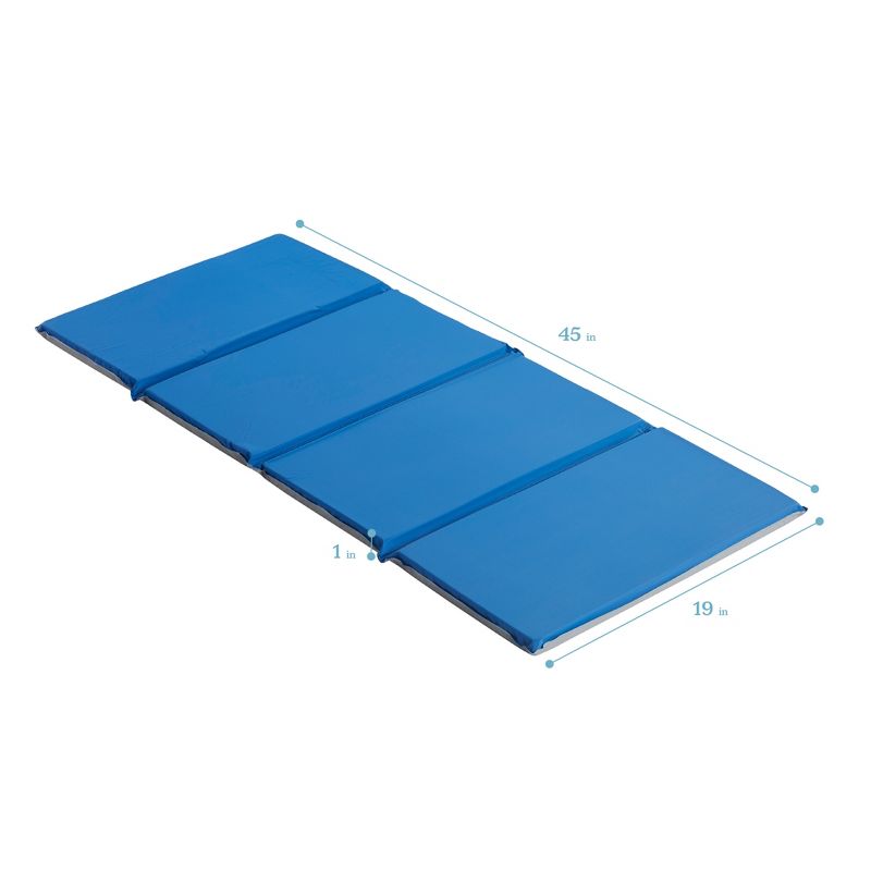 ECR4Kids Everyday 4-Fold Daycare Rest Mat, Folding Sleep Pad, 5-Pack - Blue and Grey, 3 of 12