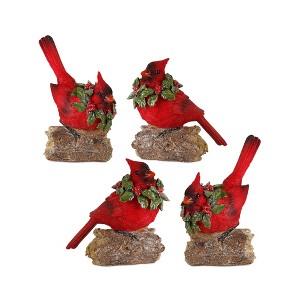 Christmas Cardinal Resin Figures Nature-Inspired Decor – 4pc by Melrose - 1 of 3